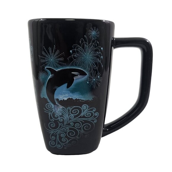 SeaWorld Theme Park Collectible Shamu Orca Whale Graphic 14 Oz Ceramic Mug Cup - Picture 1 of 17